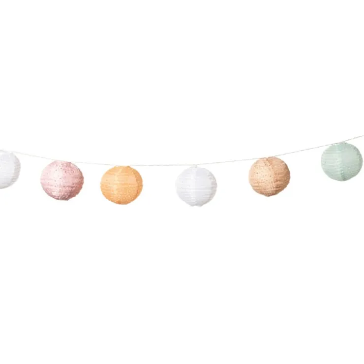Xenos Slinger met 9 solar barok lampionnen - multikleur - 440 cm- Solar Verlichting