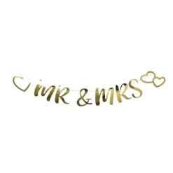 Xenos Slinger mr. and mrs. - goudkleurig - 2 meter- Bruiloft|Slingers