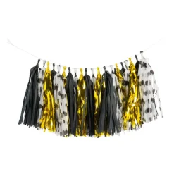 Xenos Slinger tassel - zwart/wit/goud - 2,5 meter- Vlaggenlijnen|Slingers