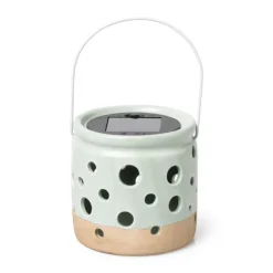 Xenos Solar lampje keramiek - groen - ø9.3x9.2 cm- Solar Verlichting