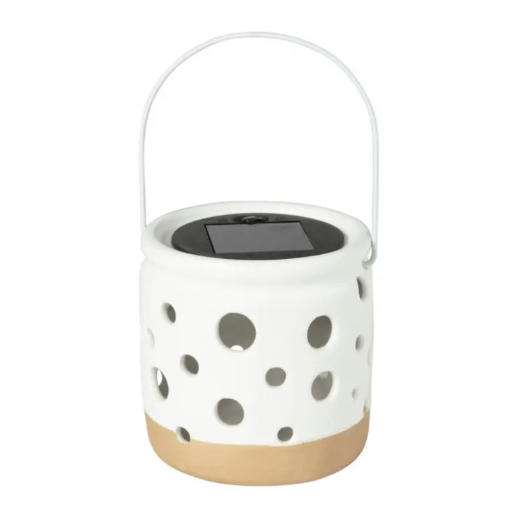 Xenos Solar lampje keramiek - wit - ø9.3x9.2 cm- Solar Verlichting