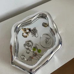 Xenos Spiegel golf - zilverkleurig - 25x30 cm- Sieraden Opbergen