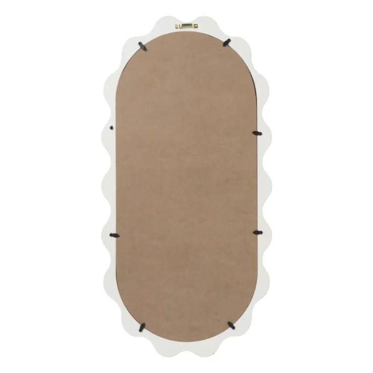 Xenos Spiegel met golfrand - wit - 30x60 cm- Wandspiegels