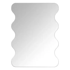 Xenos Spiegel organisch met golfrand - zilverkleurig - 50x37 cm- Wandspiegels