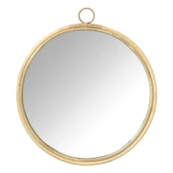 Xenos Spiegel rond - rotan - ø43 cm- Kerstcadeaus|Wandspiegels