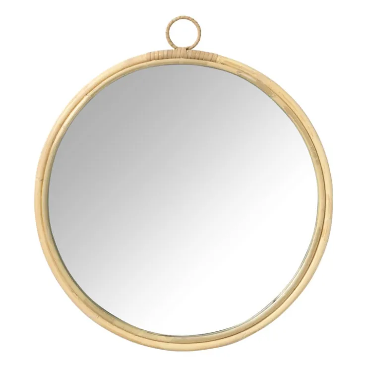 Xenos Spiegel rond - rotan - ø43 cm- Kerstcadeaus|Wandspiegels