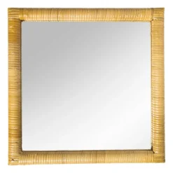 Xenos Spiegel rotan vierkant - bruin - 40.5x40.5 cm- Wandspiegels