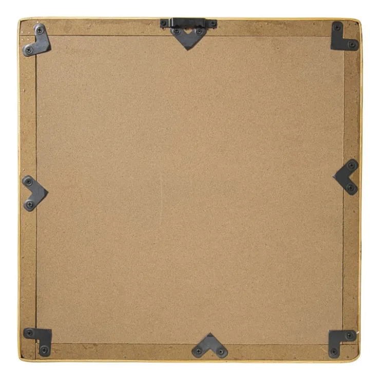 Xenos Spiegel rotan vierkant - bruin - 40.5x40.5 cm- Wandspiegels