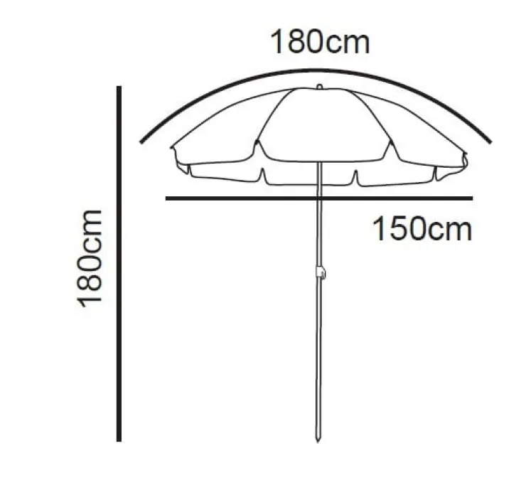 Xenos Strandparasol Tess - blauw - ø150x180 cm- Parasols|Strandaccessoires