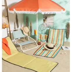 Xenos Strandparasol Tess - oranje - ø150x180 cm- Parasols|Strandaccessoires