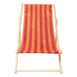 Xenos Strandstoel streep - oranje/roze - 92x82x58 cm- Strandaccessoires