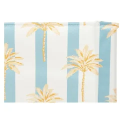 Xenos Strandstoeltje palmboom - blauw/wit - 45x45x46 cm- Strandaccessoires