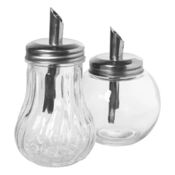 Xenos Suikerstrooier lijn - glas/rvs - ø7.5x14.5 cm- Koffie Accessoires|Thee Accessoires