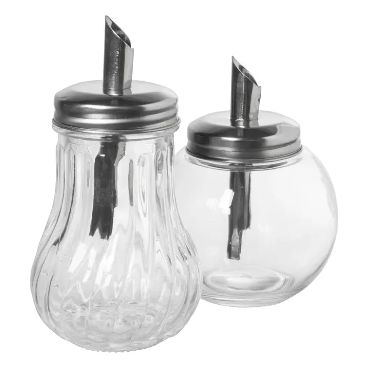 Xenos Suikerstrooier lijn - glas/rvs - ø7.5x14.5 cm- Koffie Accessoires|Thee Accessoires