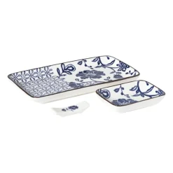 Xenos Sushi set - blauw/wit - 4-delig- Sushi Servies|Kerstcadeaus