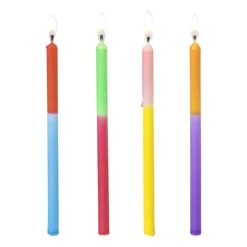 Xenos Taartkaarsen dip-dye - multikleur - set van 12- Taartdecoratie