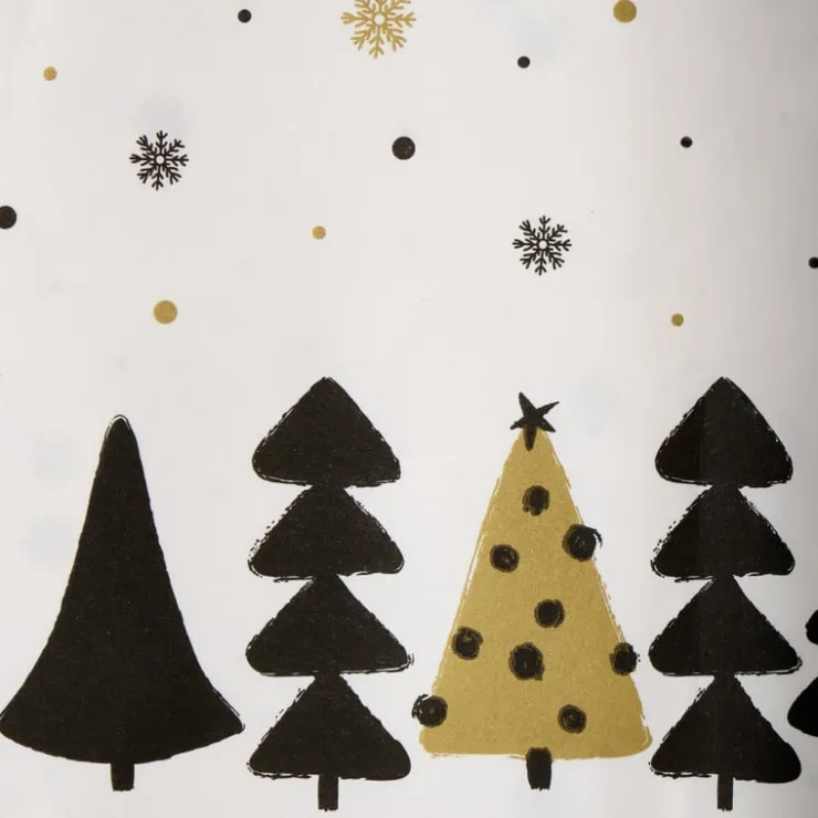 Xenos Tafelkleed kerstbomen - zwart/wit/goud - 138x220 cm- Kersttafelkleden
