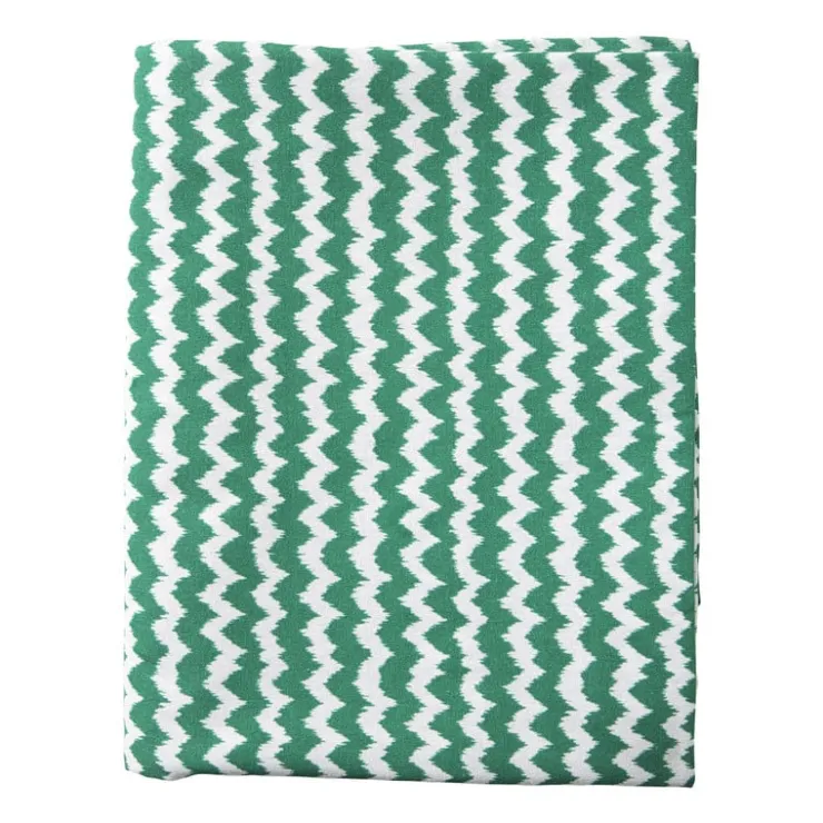 Xenos Tafelkleed zigzag - groen/wit - 140x240 cm- Tafelkleden