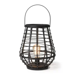 Xenos Tafellamp bamboe - zwart - Ø28,5x37 cm- Tafellampen