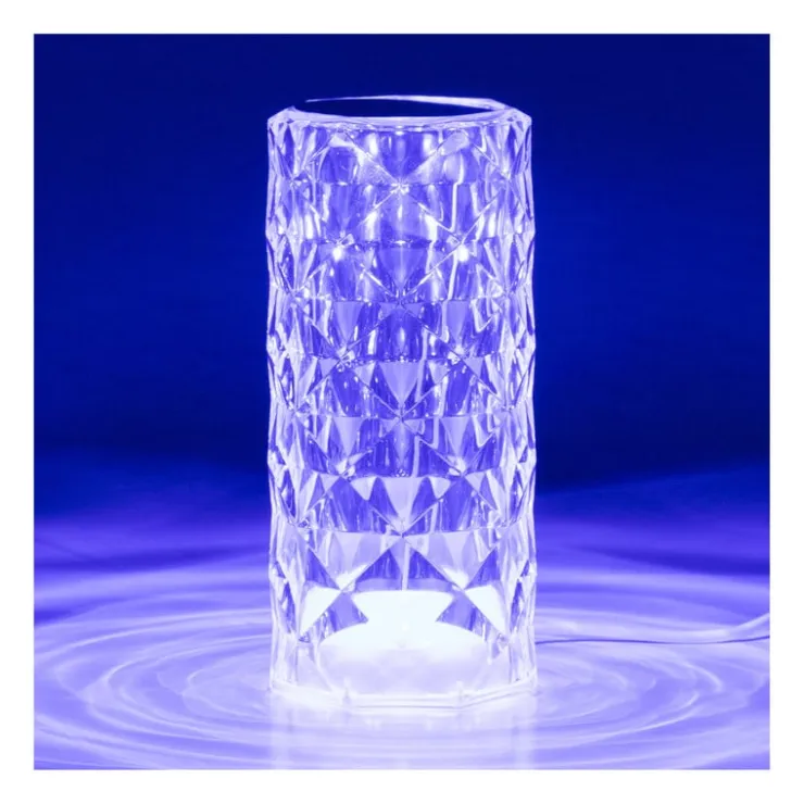 Xenos Tafellamp diamant - multikleur - 7x7x15.8 cm- Kerstcadeaus|Tafellampen