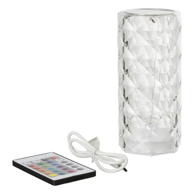 Xenos Tafellamp diamant - multikleur - 7x7x15.8 cm- Kerstcadeaus|Tafellampen