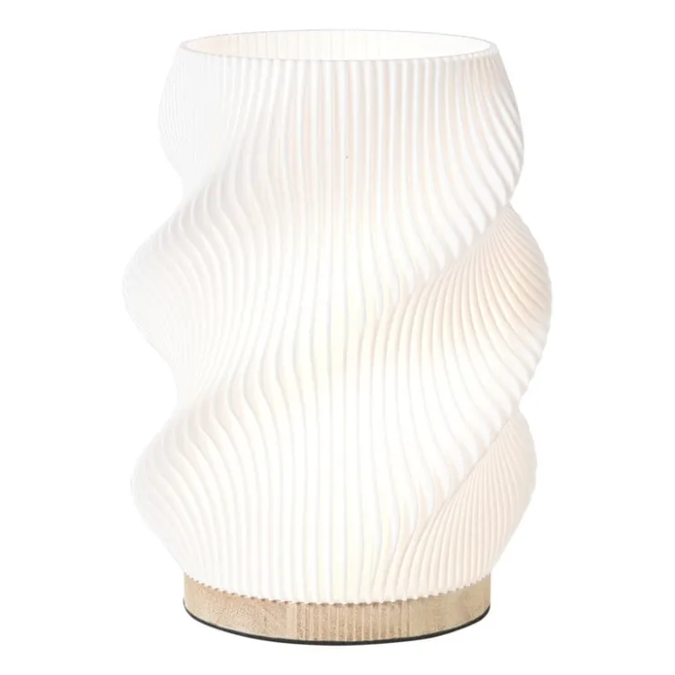 Xenos Tafellamp swirl Marian - wit/bruin - ø16x20.5 cm- Tafellampen