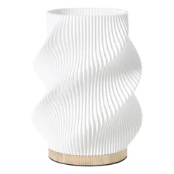 Xenos Tafellamp swirl Marian - wit/bruin - ø16x20.5 cm- Tafellampen