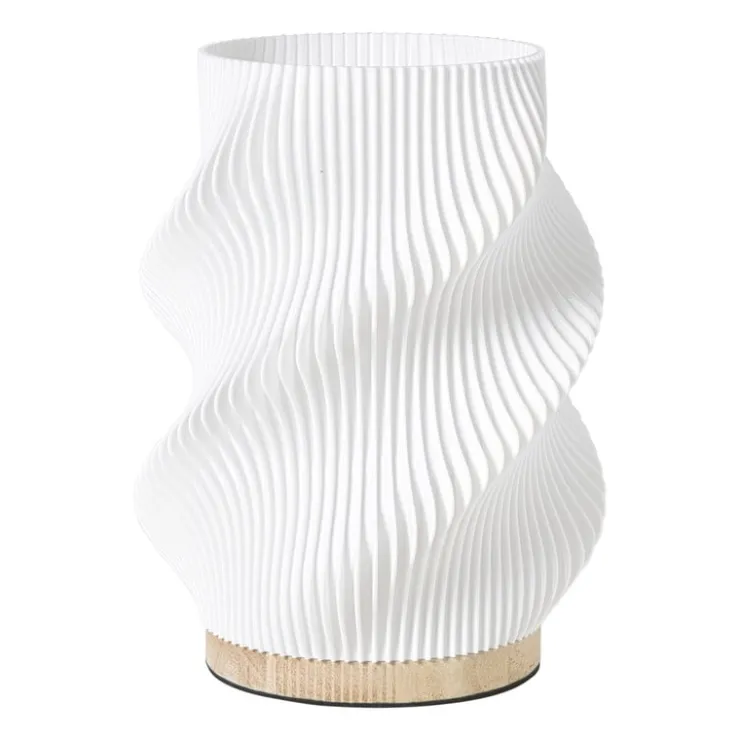 Xenos Tafellamp swirl Marian - wit/bruin - ø16x20.5 cm- Tafellampen