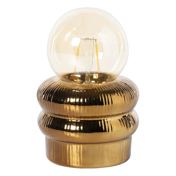 Xenos Tafellampje ribbel - bruin - ø10x15 cm- Tafellampen