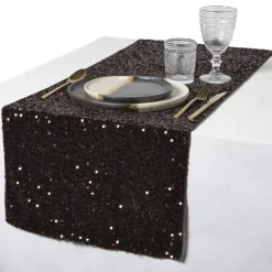 Xenos Tafelloper pailletten - koperkleur - 40x150 cm- Kersttafelkleden