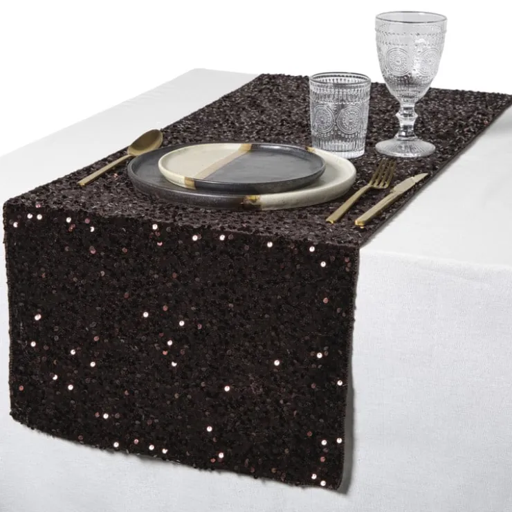 Xenos Tafelloper pailletten - koperkleur - 40x150 cm- Kersttafelkleden