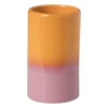 Xenos Tandenborstel beker duo - oranje/roze - ø6.5x11.5 cm- Tandenborstelbekers|Badkamer Accessoires