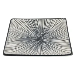Xenos Tapas bord Sevilla - zwarte lijnen - 15x15 cm- Sushi Servies|Tapasservies