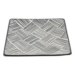 Xenos Tapas bord Sevilla - zwarte streepjes - 15x15 cm- Sushi Servies|Tapasservies