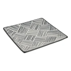 Xenos Tapas bord Sevilla - zwarte streepjes - 15x15 cm- Sushi Servies|Tapasservies