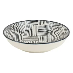 Xenos Tapas schaaltje Sevilla - zwarte streepjes - ø14x3.5 cm- Sushi Servies|Tapasservies