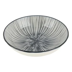Xenos Tapas schaaltje Sevilla - zwarte lijnen - ø14x3.5 cm- Sushi Servies|Tapasservies
