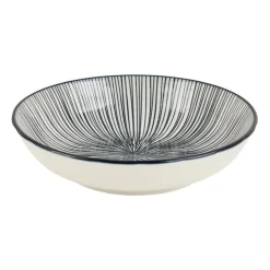 Xenos Tapas schaaltje Sevilla - zwarte lijnen - ø14x3.5 cm- Sushi Servies|Tapasservies