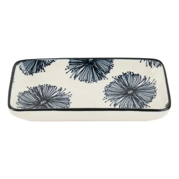 Xenos Tapas schaaltje Sevilla rechthoekig - bloemen - 12.5x6x5 cm- Sushi Servies|Tapasservies