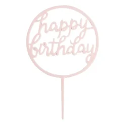Tasty Me cake topper - happy birthday rond - lichtroze- Cake Toppers