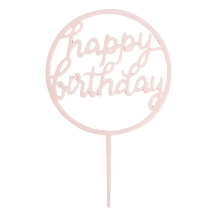 Tasty Me cake topper - happy birthday rond - lichtroze- Cake Toppers