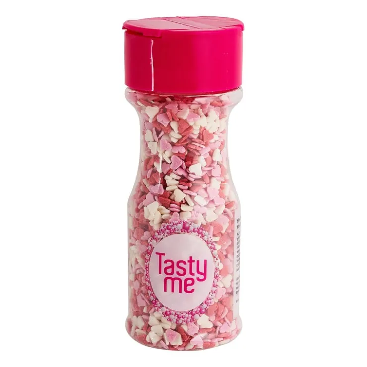 Tasty Me suikerfiguur hartjes - roze/rood/wit - 55 gram- Babyshower|Taartdecoratie