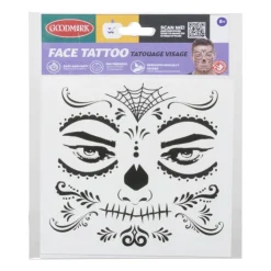 Xenos Tattoo gezicht - diverse varianten - 14x18x0.1 cm- Verkleedaccessoires