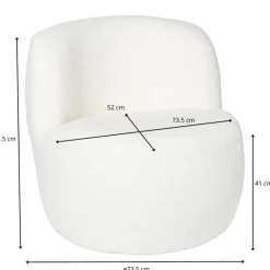 Xenos Teddy fauteuil - wit - ø73.5x71.5 cm- Fauteuils