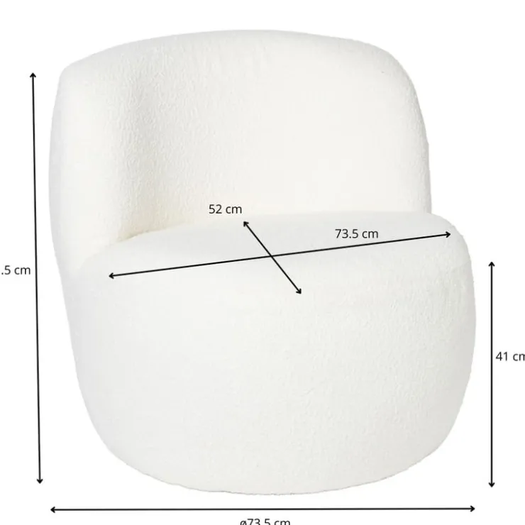 Xenos Teddy fauteuil - wit - ø73.5x71.5 cm- Fauteuils