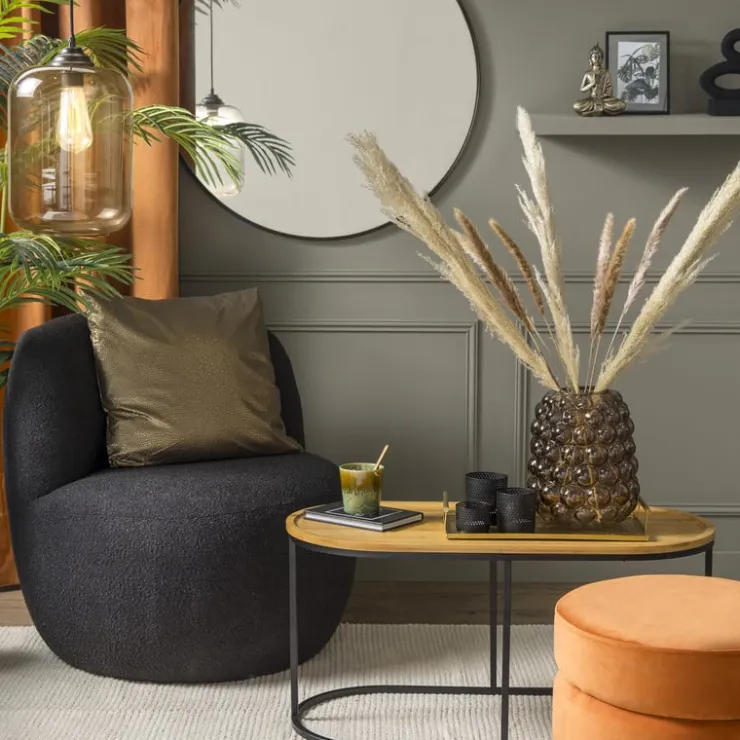 Xenos Teddy fauteuil - zwart - ø73.5x71.5 cm- Fauteuils