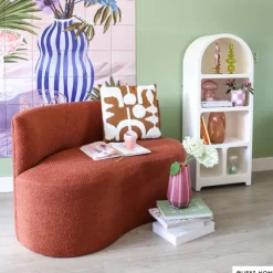 Xenos Teddy loveseat fauteuil - bruin - 71x120x71 cm- Bankjes