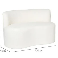 Xenos Teddy loveseat fauteuil - wit - 71x120x71 cm- Bankjes