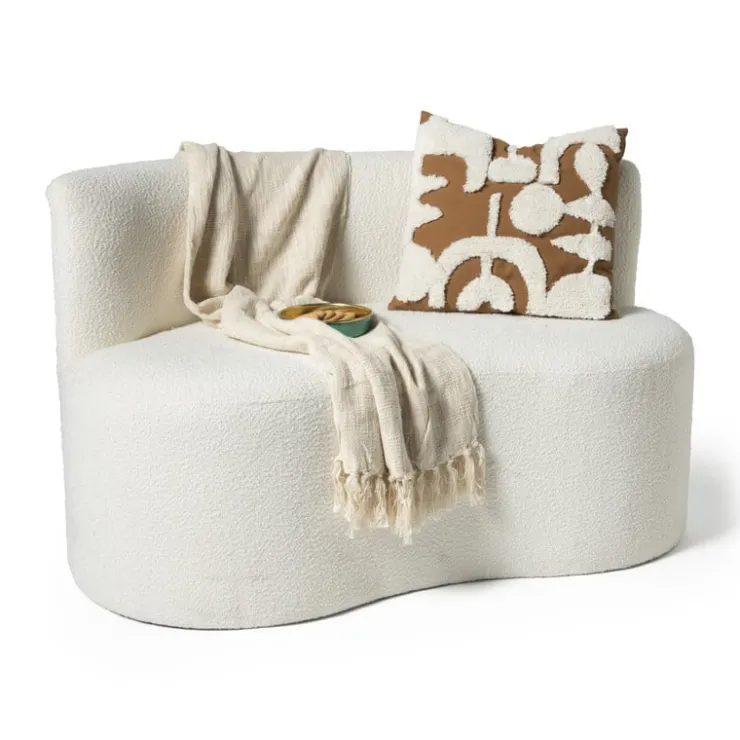 Xenos Teddy loveseat fauteuil - wit - 71x120x71 cm- Bankjes