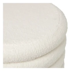 Xenos Teddy poef gelaagd xl - wit - ø55x32 cm- Poefjes